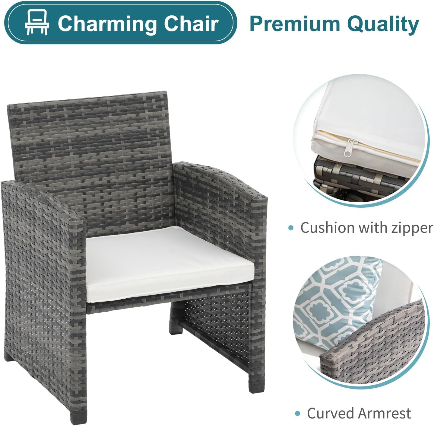 OC Orange-Casual 6 Piece Patio Furniture Conversation Set with Ottoman, Outdoor