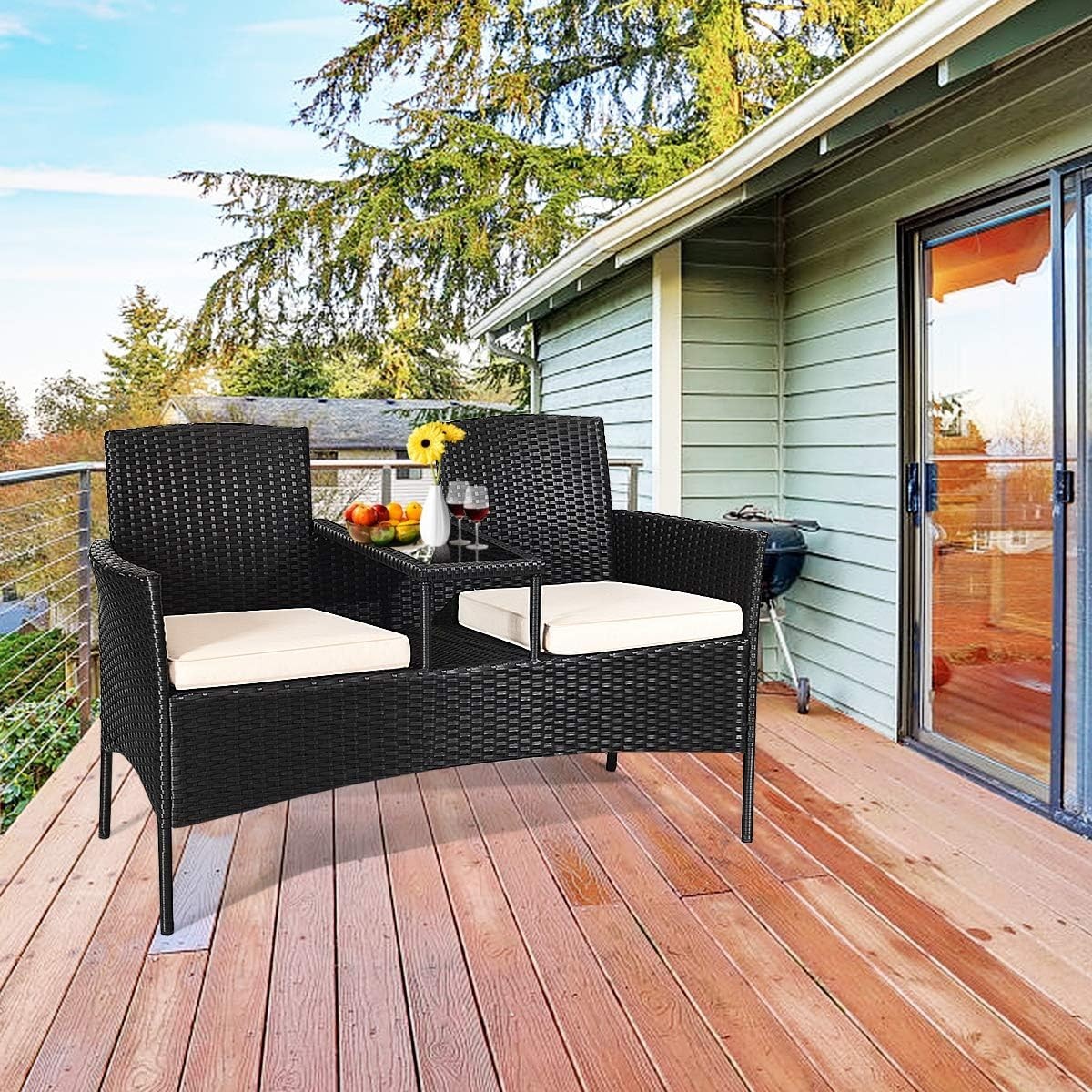 Modern Outdoor Wicker Furniture Set with Removable Cushions for Ultimate Comfort
