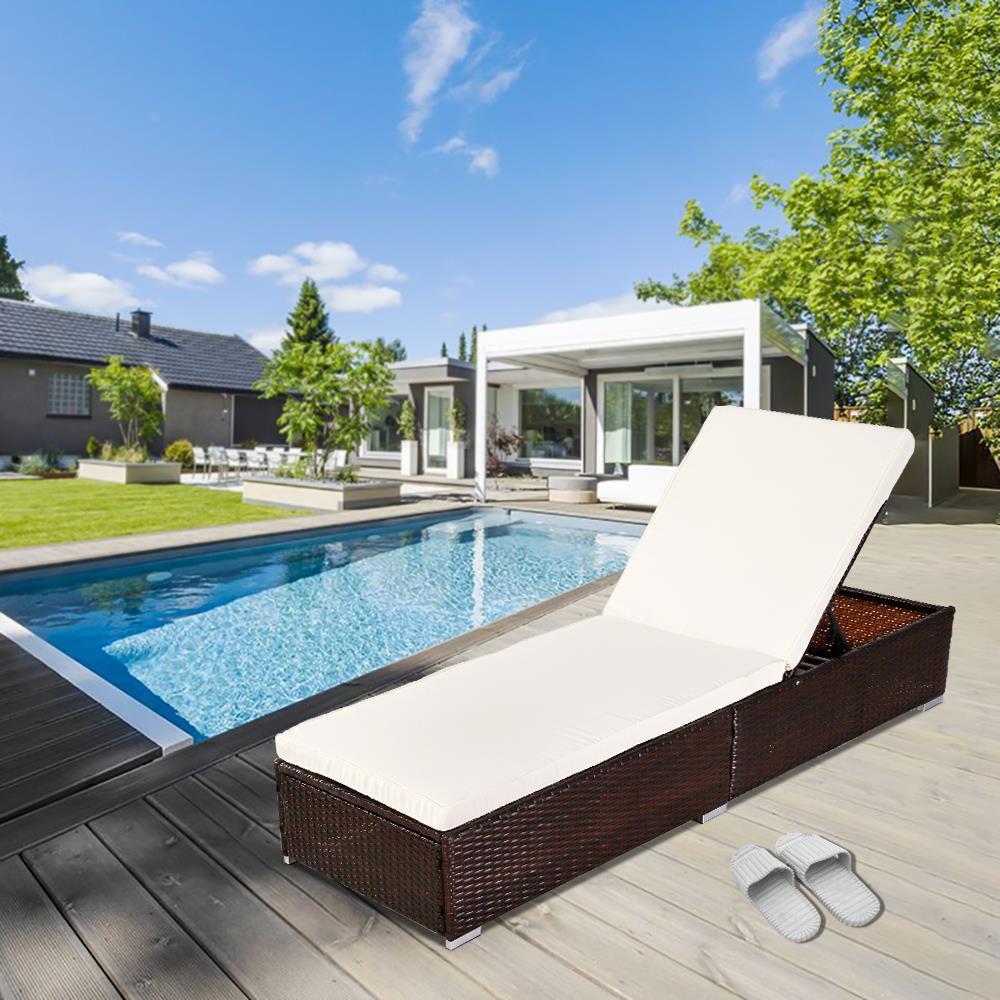 New Design Outdoor PE Rattan Wicker Patio Pool Chaise Lounge Chair Bed Furniture