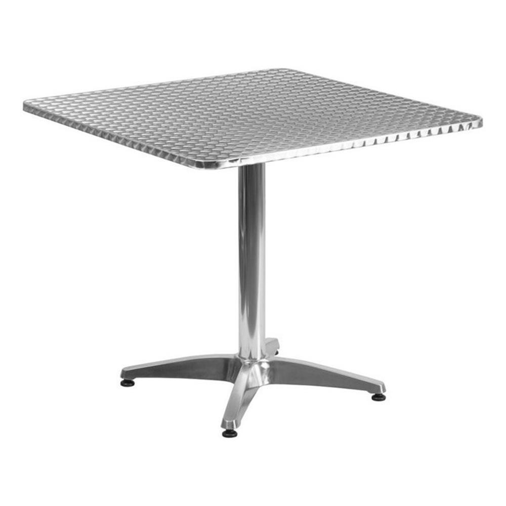 Bowery Hill 31.5″ Stainless Steel/Aluminum Square Bistro Table in Silver