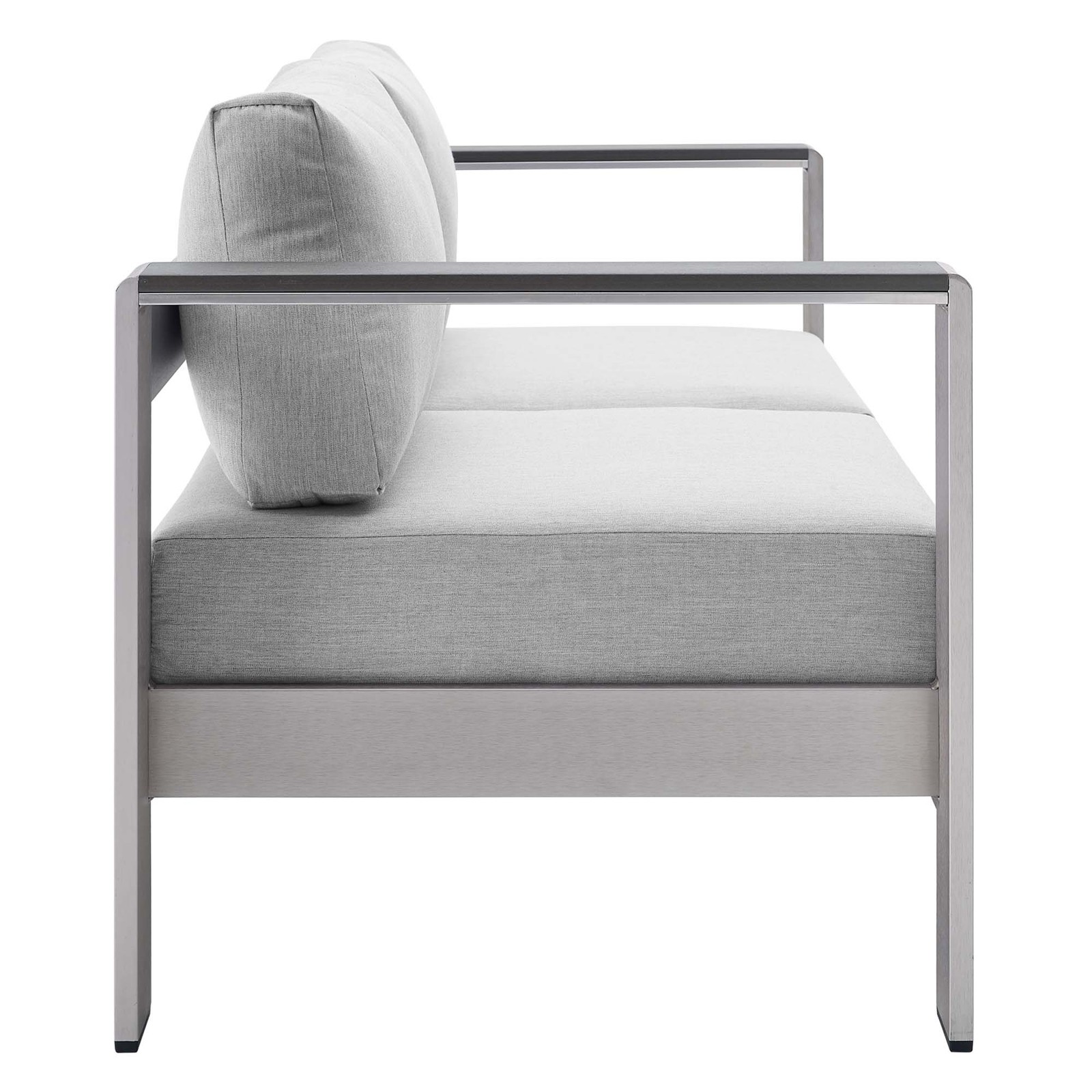 Modway Shore Aluminum Sunbrella® Fabric 4-Piece Outdoor Patio Set in Silver Gray