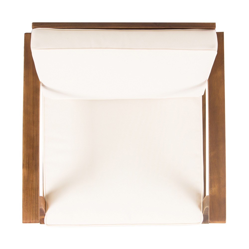 Acacia Wood Patio Club Chair Cream Cream Outdoor Garden Seat 27.56lbs