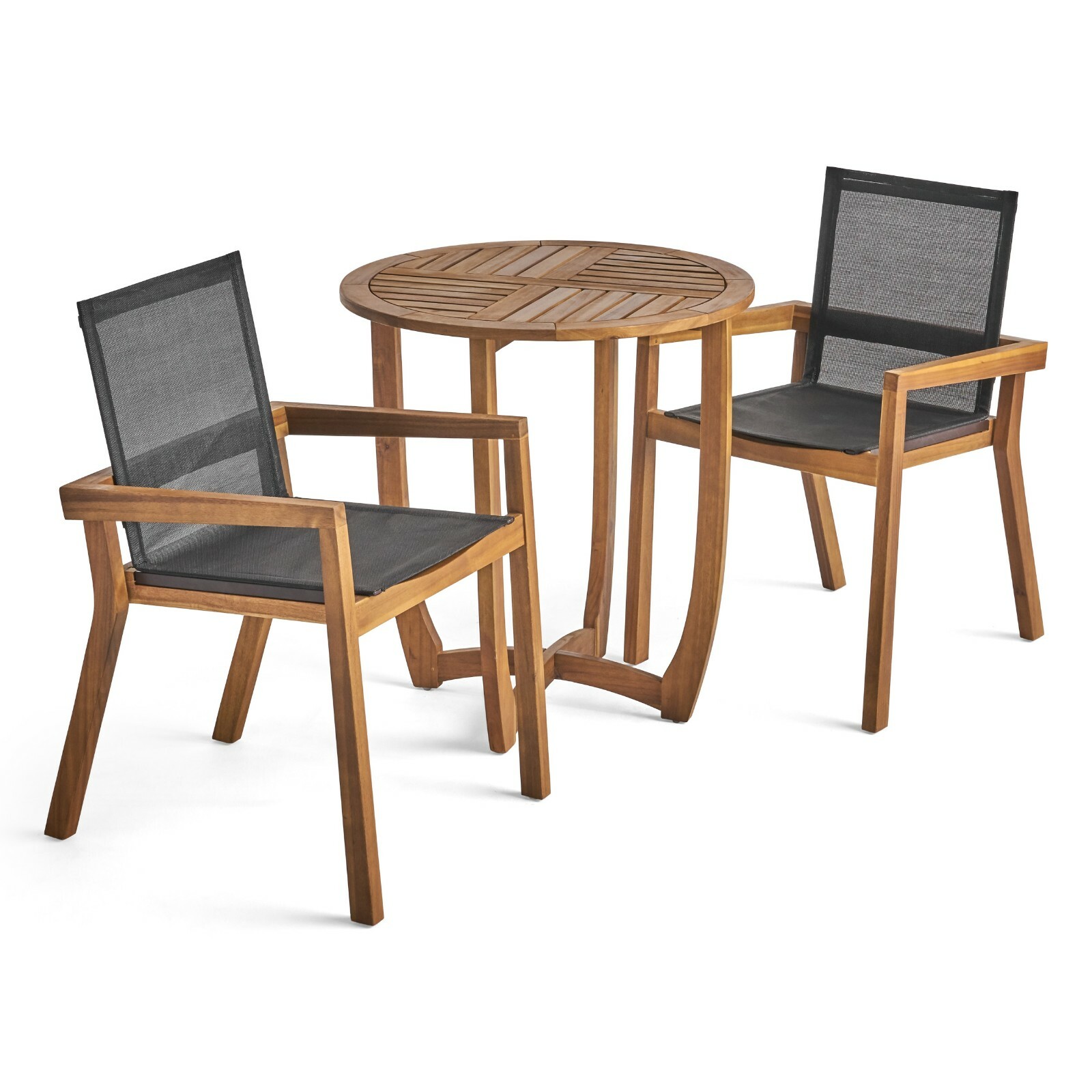 Marcello Patio 2-Seater Acacia Wood Dining Set with Round Dining Table and…