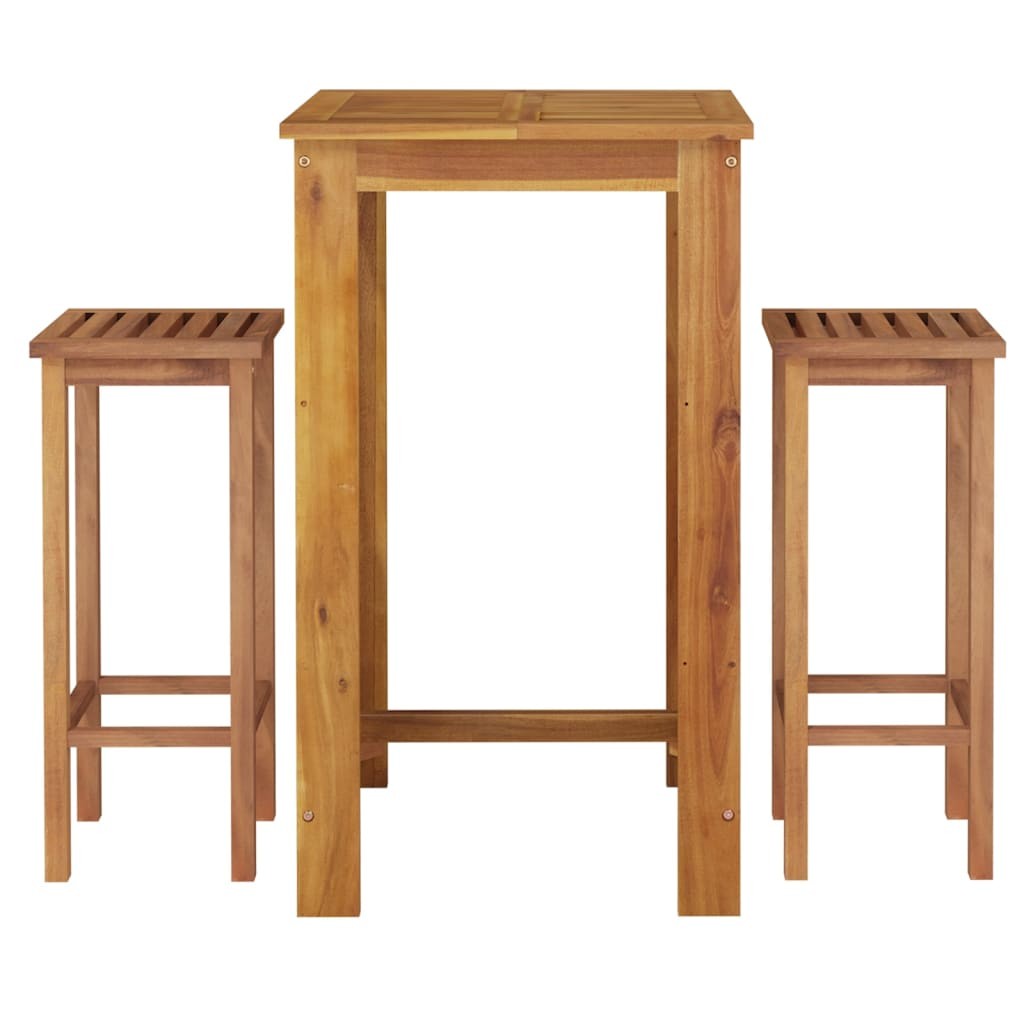 Patio Bar Set Garden Outdoor Hightop Table and Chairs Solid Acacia Wood vidaXL