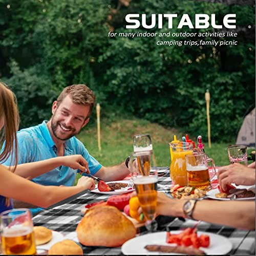 Picnic Table Cover with Bench Covers, 3 Piece Set Vinyl 6-FT 72x30in Black Grid