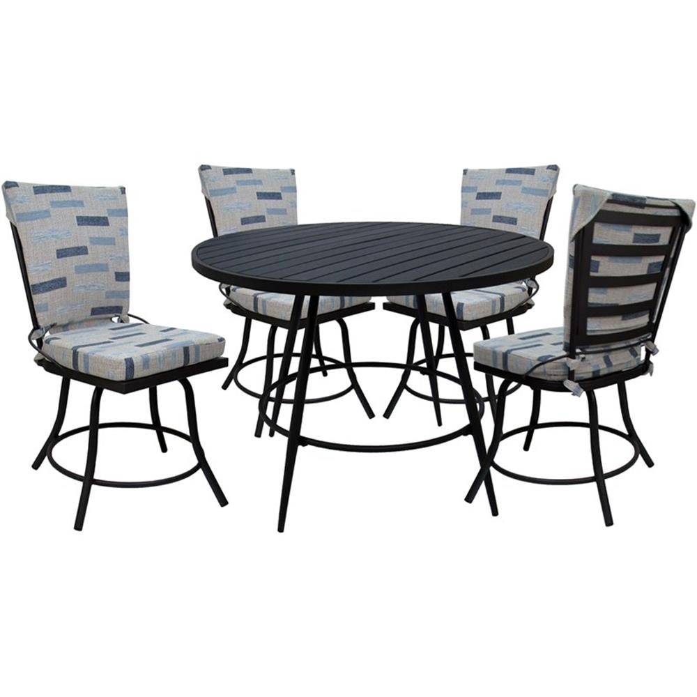 Outdoor or Indoor Patio Dining Set – Jamey without Arms – Blue Beige – Black