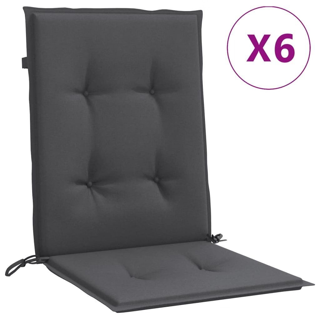 Lowback Chair Cushions 6 pcs Melange Anthracite 39.4″x19.7″x1.6″ Fabric
