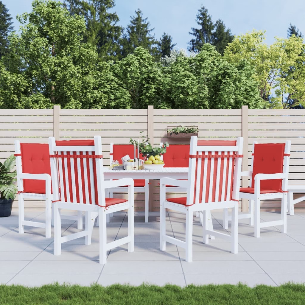 Garden Lowback Chair Cushions 6 pcs Red 39.4″x19.7″x1.2″ Oxford Fabric