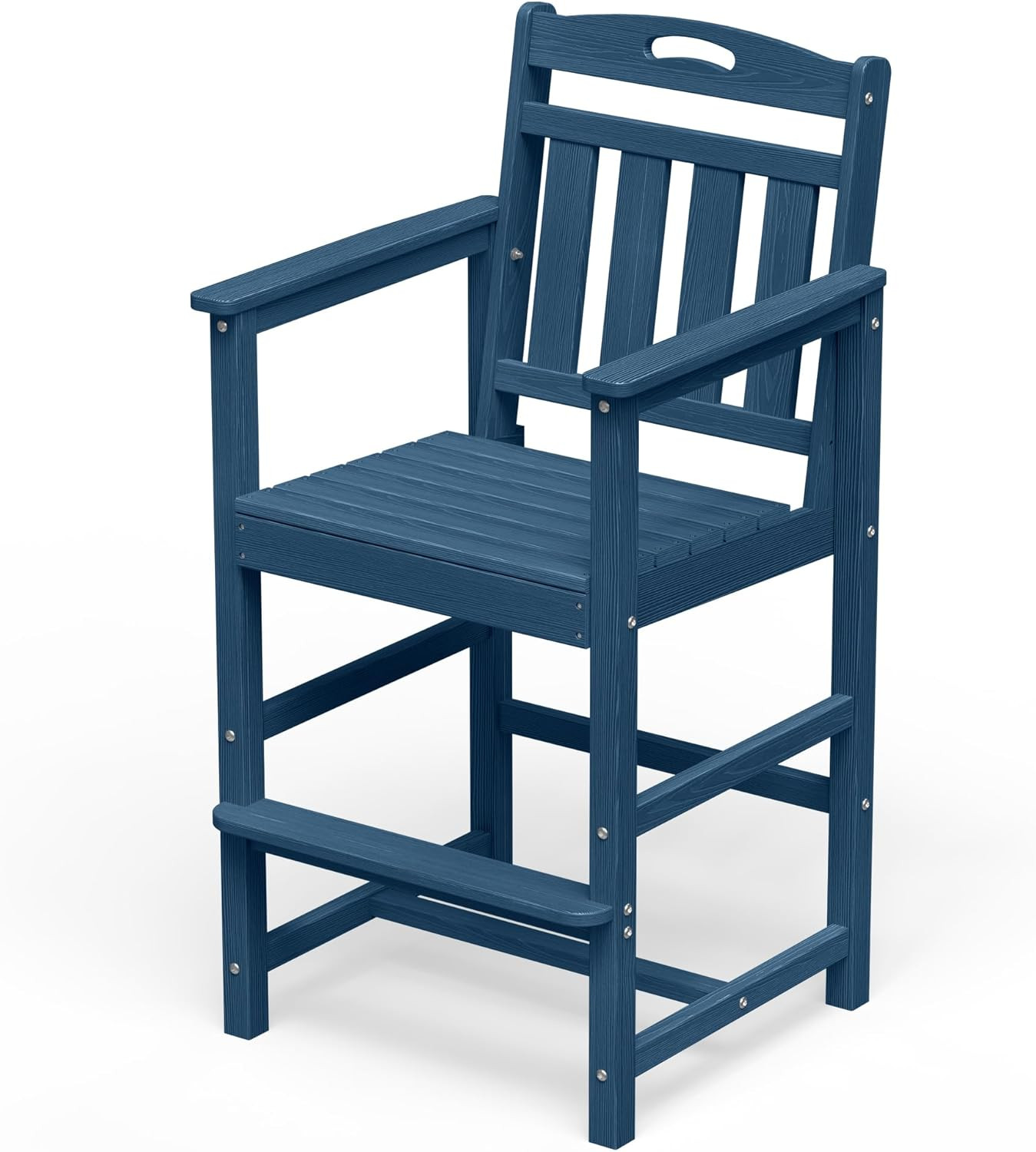 Navy Blue Outdoor Bar Height Adirondack Chair for Patio & Garden