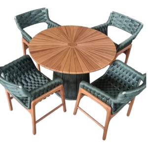 Conjunto de Mesa de Madeira com Cadeiras Tricô Náutico